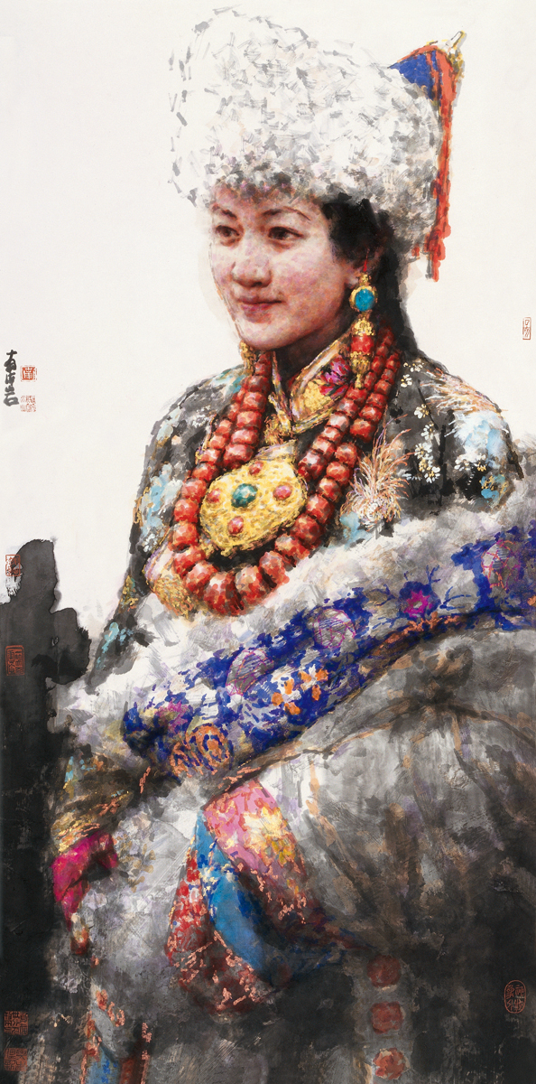 醉倚西风 2007年 材料：水墨  重彩  纸本 138cmx69cm.jpg