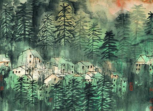 夏日庐山别墅图60X40cm 1994年 宣纸·水墨.jpg.jpg