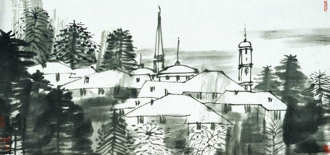 旧金山一角  60X40cm  2005年  宣纸·水墨.jpg.jpg