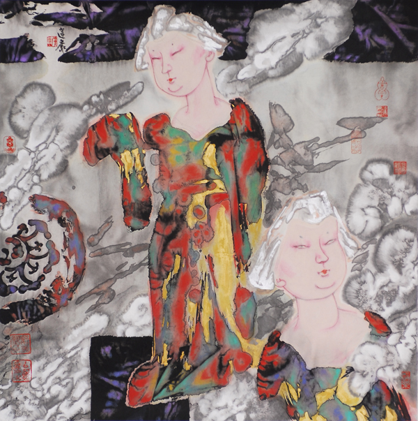 唐风系列之七(97cm×97cm)宣纸-墨-国画色.JPG