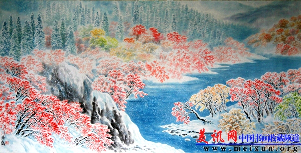 红叶飞雪（138x68cm）周逸鹤(1).JPG