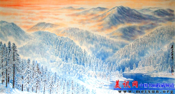 长白山冬日朝晖（180x98cm）周逸鹤.jpg