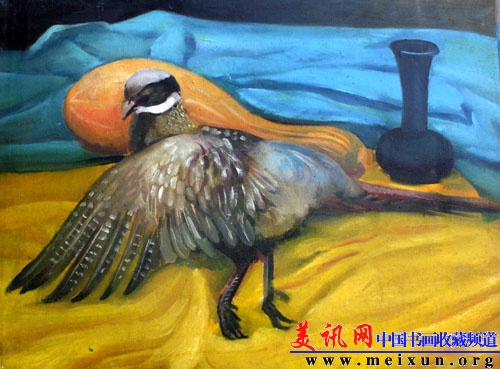 油画《有野鸡和葫芦的静物》.jpg