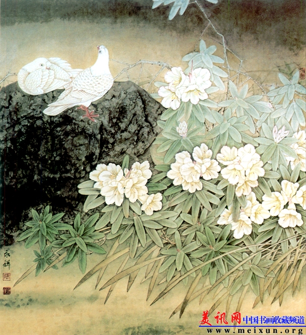 山涧鸽声（95×90cm）2004.jpg