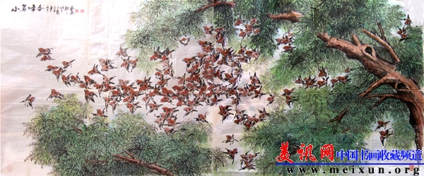 12《小鸟啼春》244cm×109cm 1998年.jpg