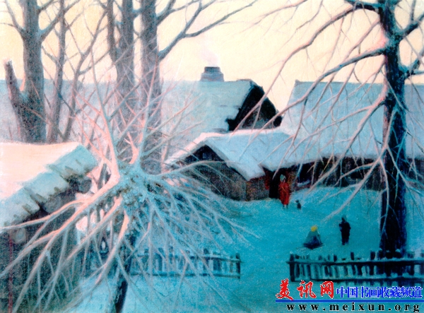 冬天的早晨 亚麻布 油彩 65x50cm 1978年.jpg