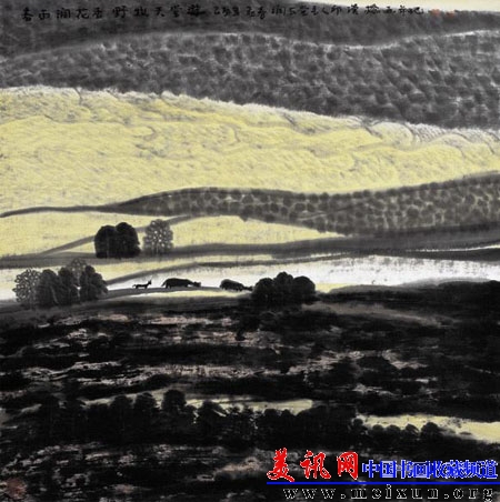 春雨润花香     水墨 68cm×68cm 2005.JPG