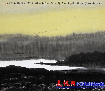 如歌如梦金湖湾 水墨    68cm×68cm 2001.JPG