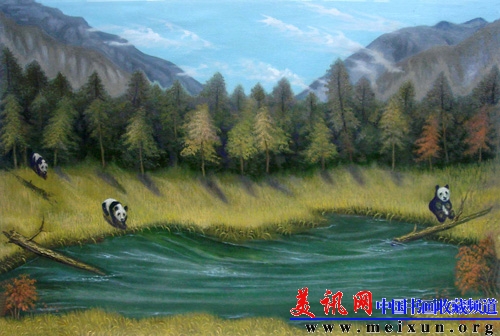 九寨熊猫82×54cm.jpg