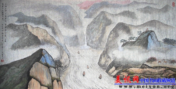 国画《江水山中不息奔流》（70x138cm）.jpg
