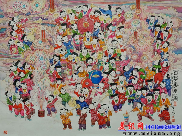 百子花火图  120x153cm  2000年.jpg