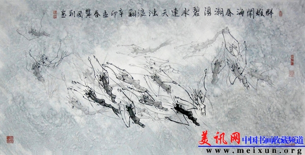 群虾闹海春潮涌  2011  纸本国画  138X70cm.JPG