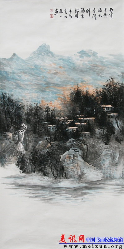 名称：西峰半影逼天青 138X68cm 作者：刘原一.jpg