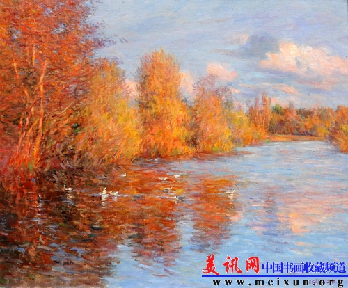 夕阳湖畔(Oil on canvas) 60×73cm 2010年.jpg