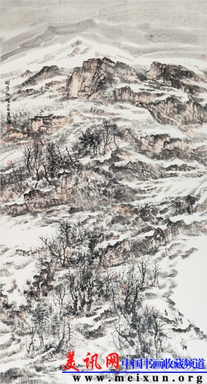 颜景龙《瑞雪初晴》国画 180×96CM 2012年.jpg
