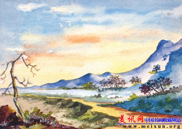 《郊外》.水彩画 1962年.JPG