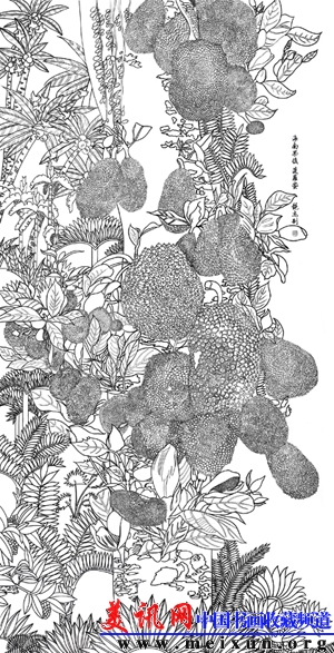 白描 海南果后&mdash;菠萝蜜 六尺整张.jpg