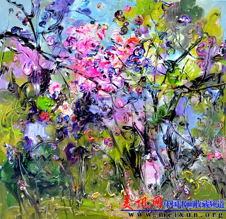 樱花时节之一   布面油画   2013年 100×100cm.JPG