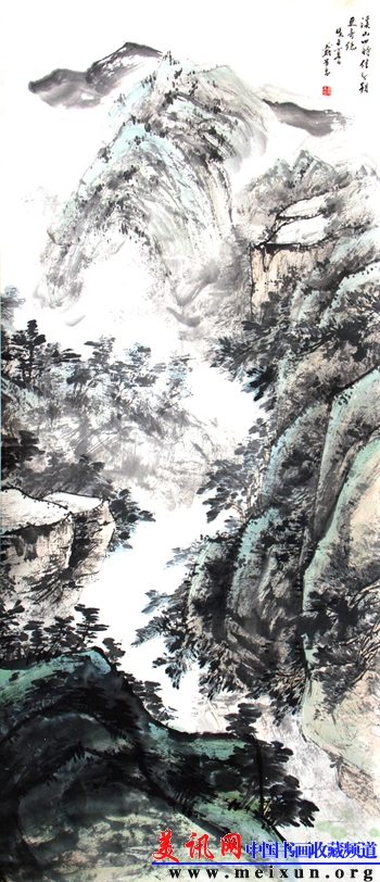 戴丕昌作品1&mdash;&mdash;溪山四时佳，宣纸，2008年，180x77cm.jpg