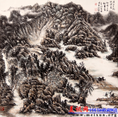 1蔡东海 《溪石长隐幽深处 》仿王原祁笔意(清四王)2011年 68cm×68cm 纸本墨笔 广东佛山张槎中学(86453336@qq.com).JPG