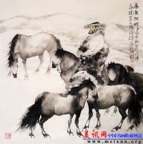 高原放牧 2012年 水墨宣纸68&times;68cm.jpg