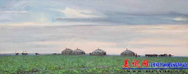 白音锡勒草原 油画 赵福 300×120 2013.jpg