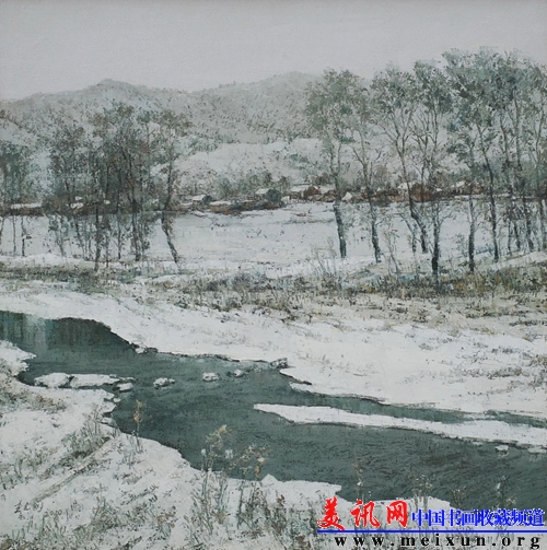 春雪系列之-河开，油画110× 110，.jpg