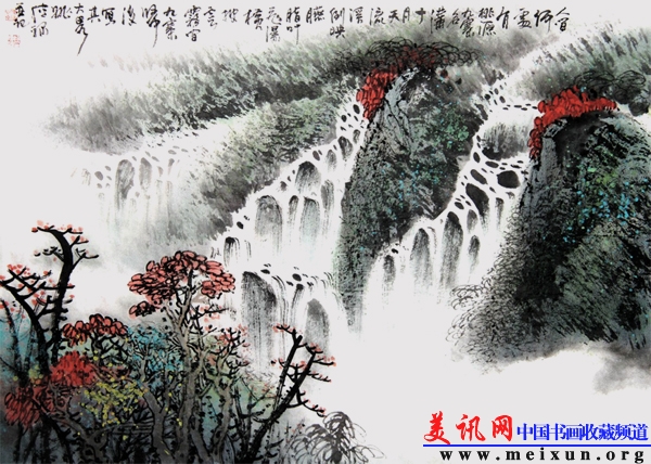 瀑自云中来70X50CM(姚传禄2011年作).jpg