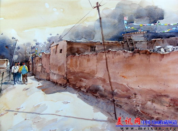 3号作品,《午后游荡在帮布村》39cmx54cm,作者：刘建鹿,（青海省），电话：13119768889，地址：青海省特殊教育学校，邮编：810008 - 副本.jpg