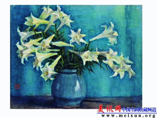 百合花 1990年 54.5cm&times;69cm 水彩.jpg