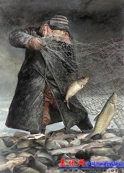鱼猎系列之一 130x180cm.JPG