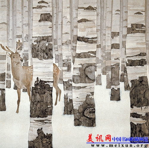 桦林晨曲 67cm×67cm 1995年.jpg