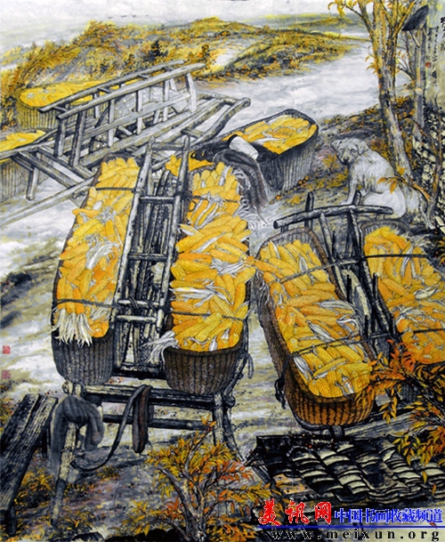 塬上人家 180x146cm 中国画  纸本设色 2013年.jpg