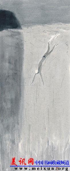 杜小同《灰色的天空二》，35×87cm，水墨宣纸，2014年.JPG