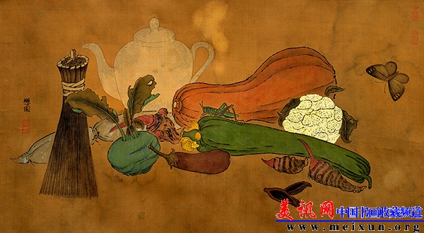 家长里短（ 82×47厘米 绢本 李刚）.JPG