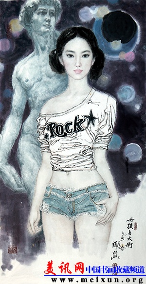 女孩与大卫 2014年春 136cm×68cm.jpg