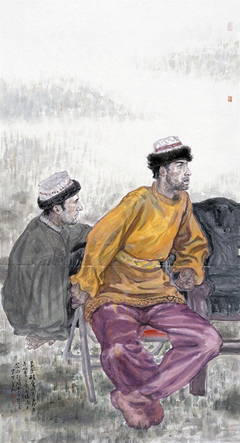 李翔  《草原雄鹰》  180cmX97cm  国画  2011年.jpg