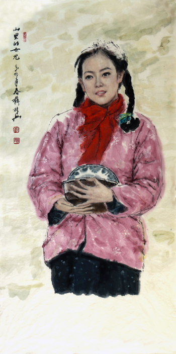 山里的女儿 2014年春 136cm×68cm.jpg