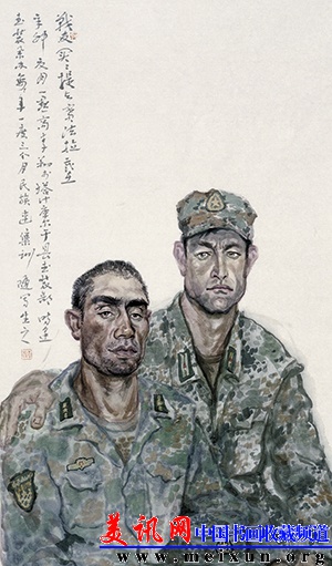 3 李翔  《战友》  136cmX68cm  国画  2004年.JPG