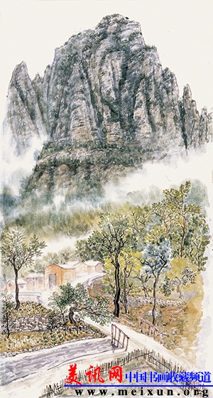 李翔 《晓日春山秀》 180cmX97cm 纸本设色 2013年.jpg