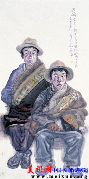 李翔  《哥俩》  136cmX68cm  国画  2011年.JPG