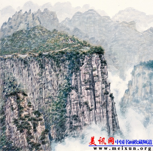 李翔 《云起千丈岩》 68cmX68cm 2012年 纸本.JPG