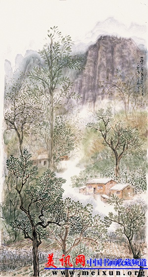 李翔  《春风又染十渡村》  180cmX97cm  纸本设色 2013年.JPG