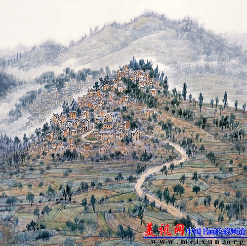 李翔 《远眺丁合村之二》 68cmX68cm 2012年 纸本.jpg