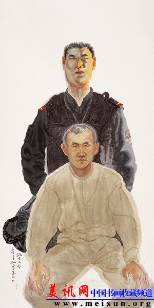 《排长与兵》 136㎝×68㎝ 2006年  纸本设色 李翔.JPG