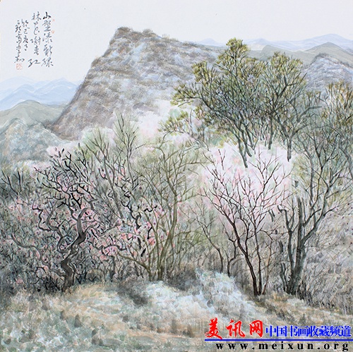李翔 《山野初春》 68cmX68cm 纸本设色 2013年.JPG