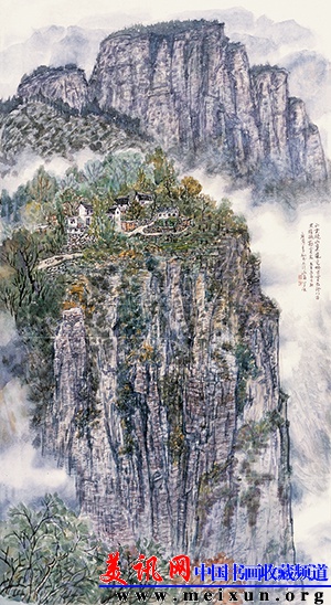 李翔 《白云绕山寨 岚光映古塞》 180cmX97cm 2012年.JPG