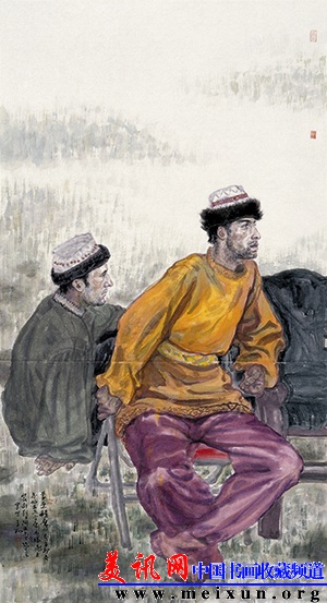 李翔  《草原雄鹰》 180cmX97cm 国画 2011年.JPG