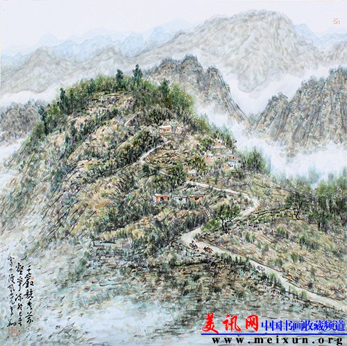 李翔 《千岩竞秀亦苍茫》 68cmX68cm 纸本设色 2013年.jpg