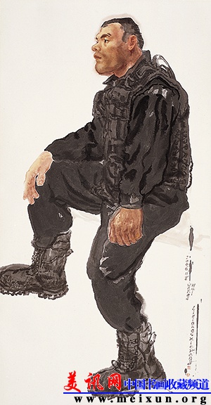 《特种兵》  136㎝×68㎝ 2006年  纸本设色 李翔.JPG